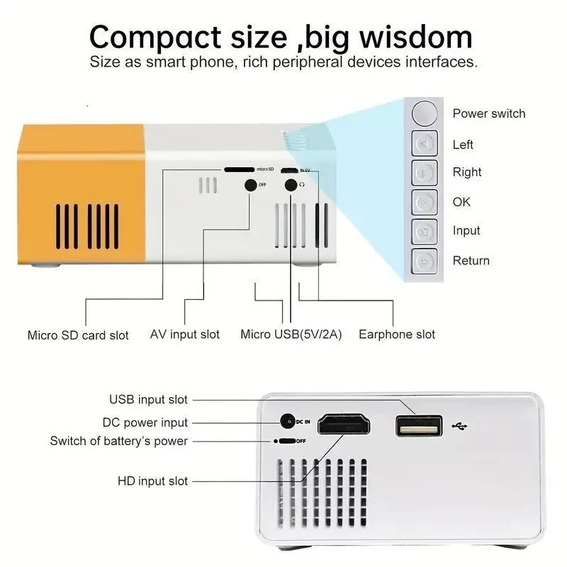 110V-220V Portable TV Projecto - огляд і ціна Mini Projector Portable