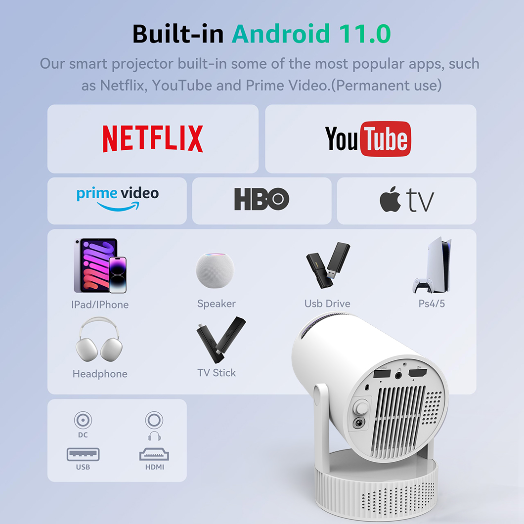 2026Rechargeable HY300 Pro+ Mi - огляд і ціна Mini Projector Portable
